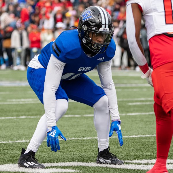 Grand Valley player lines up across from an opponent