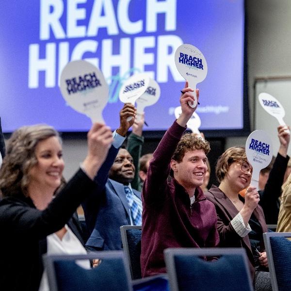 Blue sky and clouds over the DeVos Center for Interprofessional Health