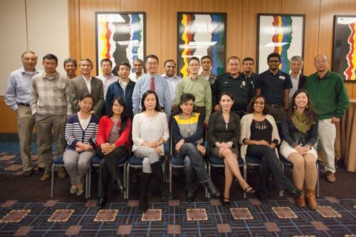 Photo by April Joy Galbreath<br>Pictured are Asian Affinity Group faculty and staff members at a meeting at the L. William Seidman Center.