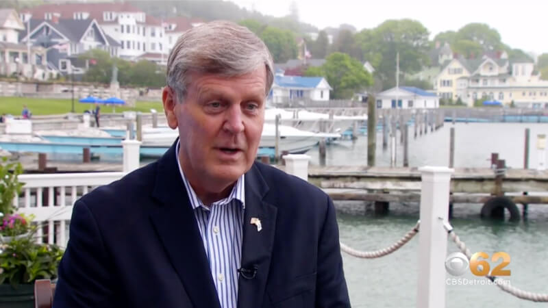 A screenshot of President Thomas J. Haas on Michigan Matters on CBS Detroit