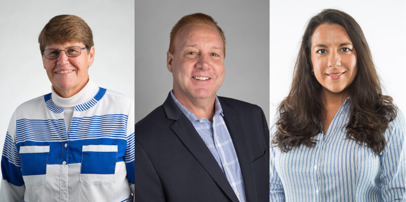 headshots of three people
