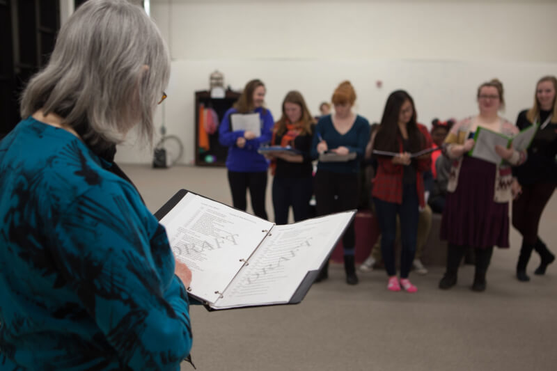 Diane Rayor oversees a rehearsal of "Helen."