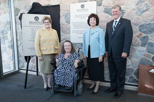 A Time Capsule was placed in the library cornerstone by University Libraries Dean Lee Van Orsdel, Kate Pew Wolters, Provost Gayle R. Davis and President Thomas J. Haas