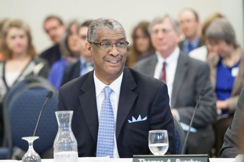 George Grant, dean of CCPS, addresses board about a new master's in philanthropy