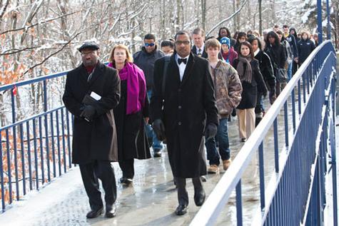 A march across campus is held each year on Martin Luther King, Jr. Day.