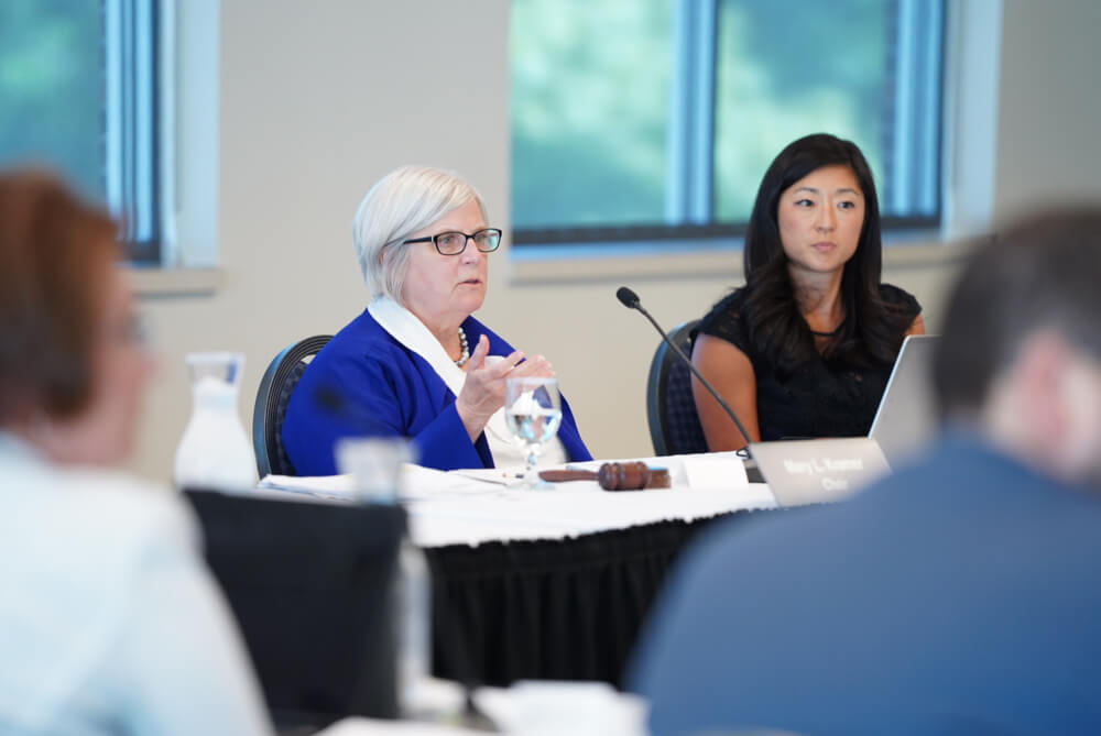 Board Chair Mary Kramer, left, and Vice Chair Megan Sall, right, were re-elected to another term.