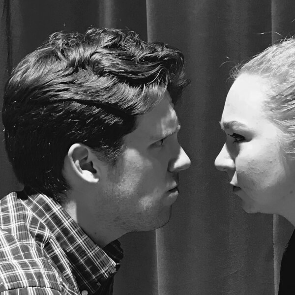 Kevin McCasland (left) as John and Christa Wright (right) as Carol in "Oleanna."