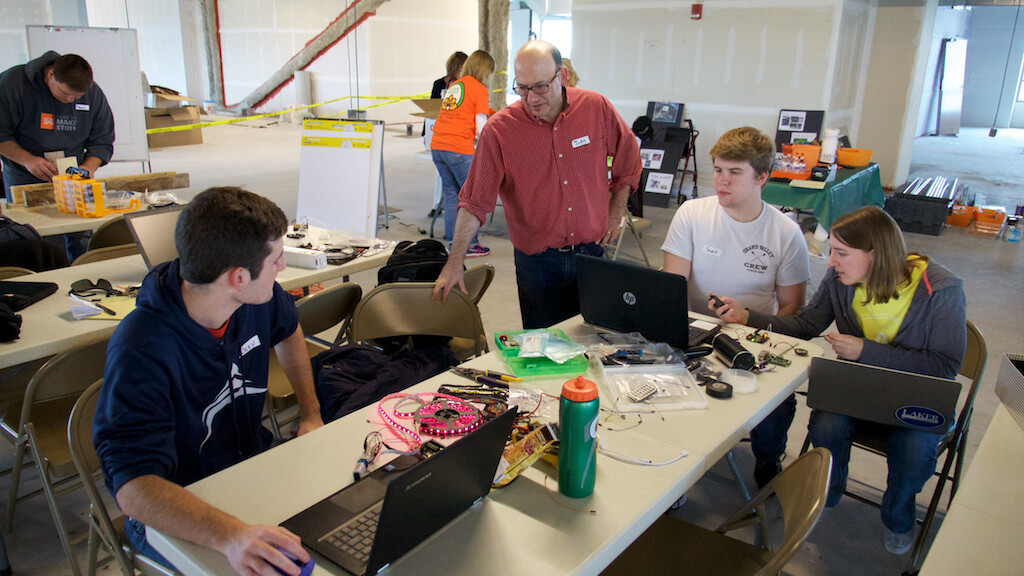 Engineering students design costumes.