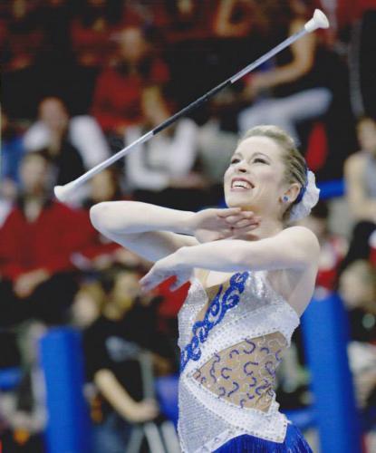 Moriah Muscaro performs elbow pops during the WFNBTA World Baton Twirling Championships. Photo courtesy WFNBTA.