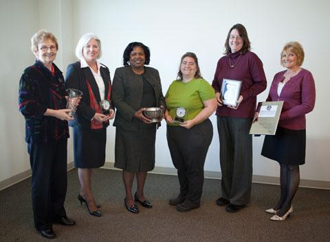 Pictured are award recipients from the 2012 Celebrating Women Awards ceremony. From left are Cynthia Mader, Pat Smith, Harriet Singleton, Debra Ross, Grace Coolidge and Michelle Duram.