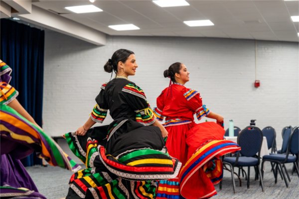 Dancers from the student group Monarcas perform during the César Chávez celebration.