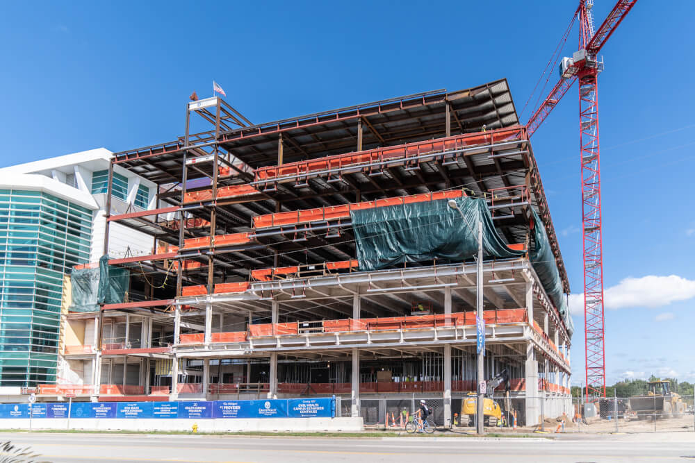 The Center for interprofessional health sits under construction in summer 2020.