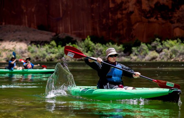 Joel Vogeli kayaking the Colorado River. 