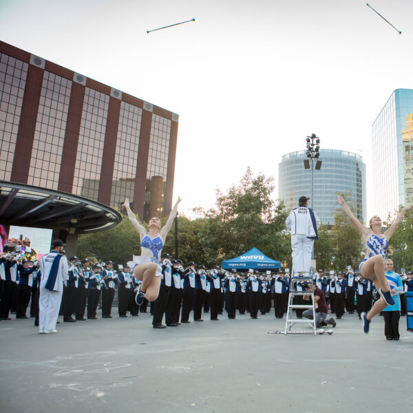 The Laker Marching Band performing during the 2017 ArtPrize opening ceremony.