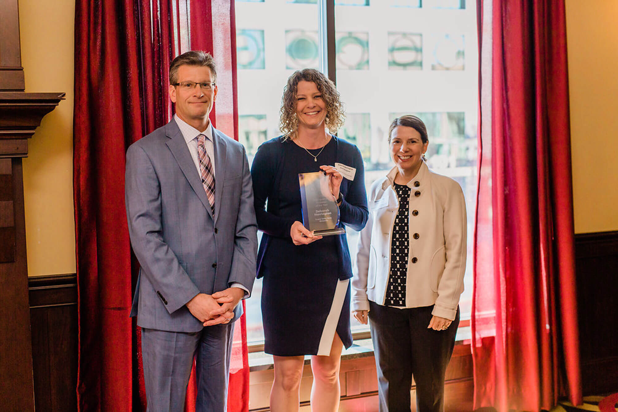 Deborah Herrington pictured with Maria Cimitile, provost and executive vice president for Academic and Student Affairs, and MASU CEO Daniel Hurley.