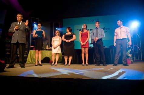 President Thomas J. Haas and Student Senate President Natalie Cleary presented the Laker5 awards.