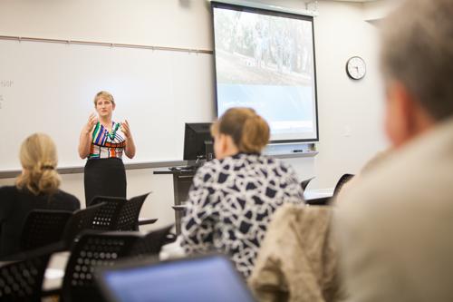 Dinah Dittman speaks at Grand Valley's Johnson Center for Philanthropy on June 25, 2013.