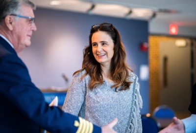 Jill Hinton Wolfe at an event for a student Army Lieutenant who was commissioned on campus.