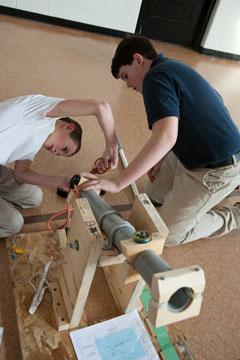 Students prepare for a Science Olympiad event.