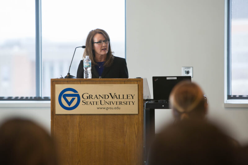 Marlene Kowalski-Braun gave a public presentation April 6 in the Kirkhof Center.