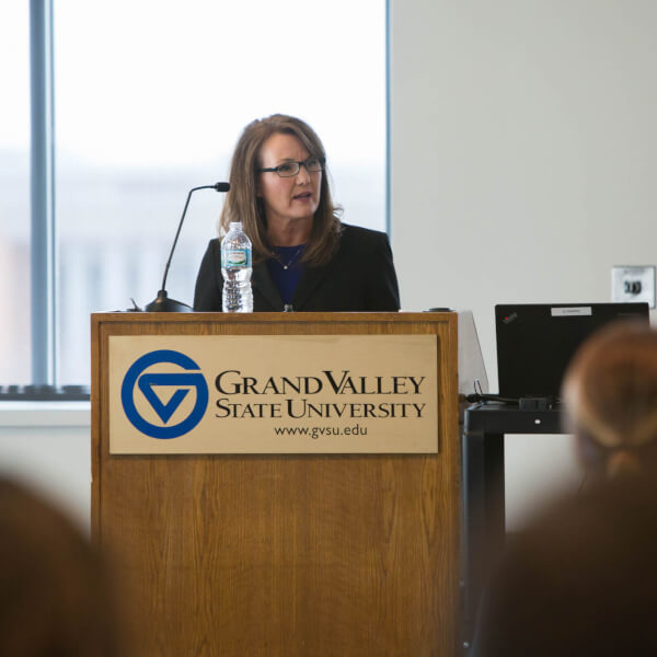 Marlene Kowalski-Braun gave a public presentation April 6 in the Kirkhof Center.