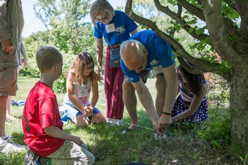 Campers conducting an ecological survey of the living and non-living factors in an ecosystem. Photo by Valerie Wojciechowski