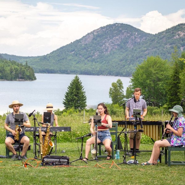 The GVSU New Music Ensemble performs in Acadia National Park.