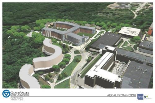 Rendering of new housing and academic building