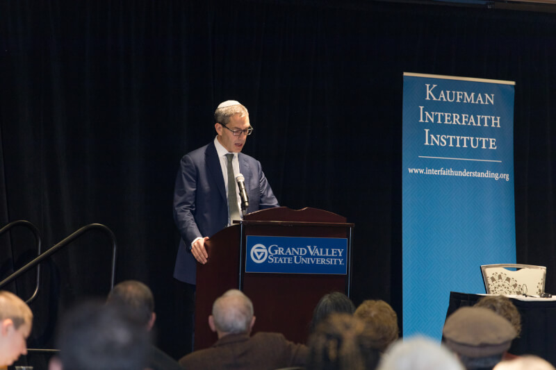 Elliot J. Cosgrove, senior rabbi at Park Avenue Synagogue, presenting the Jewish perspective to the conference's thematic question.