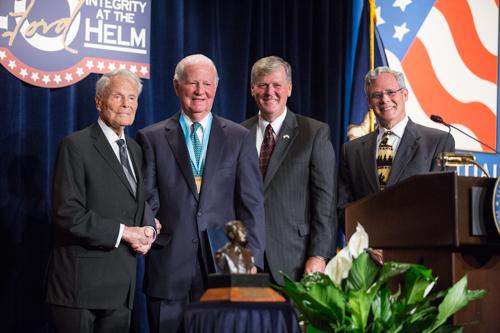 From left: Ralph Hauenstein, James Baker, Thomas J. Haas, Gleaves Whitney