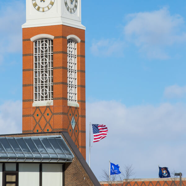 Photo of the carillon tower on the Allendale Campus.