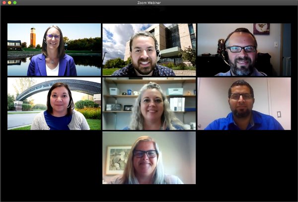 A photo of financial aid staff members on Zoom.