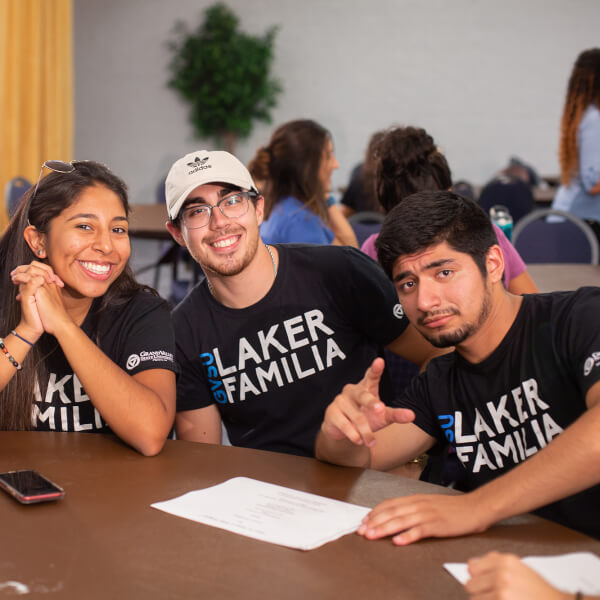 students at a table