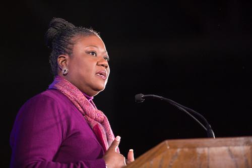 Sybrina Fulton speaks at the Fieldhouse January 19.
