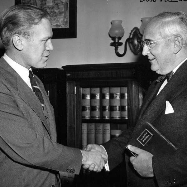 Senator Arthur Vandenberg, right, with then-Congressman Gerald Ford.