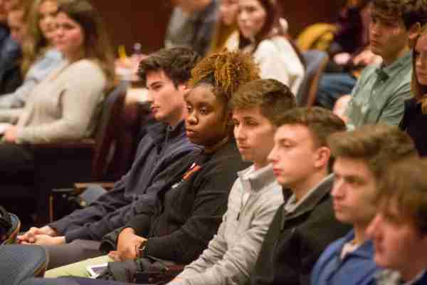 Students listen to Mary Frances Berry speak during MLK event.