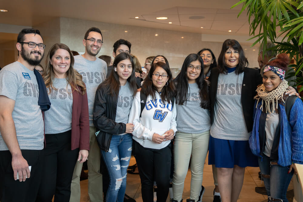 President Mantella with large group of people, posing