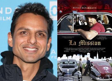 Peter Bratt and the movie poster for his film La Mission.