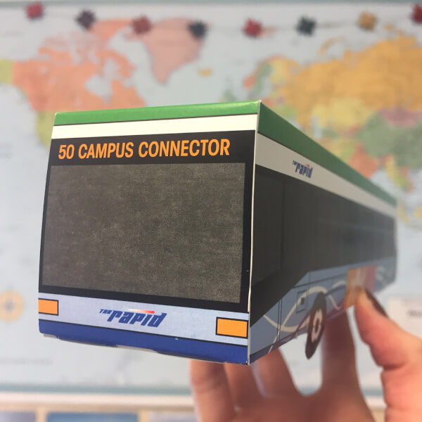cardboard image of bus