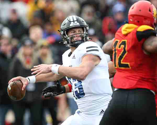 Grand Valley quarterback Cade Peterson attempts a pass during the Lakers game against Ferris State on Oct. 14.