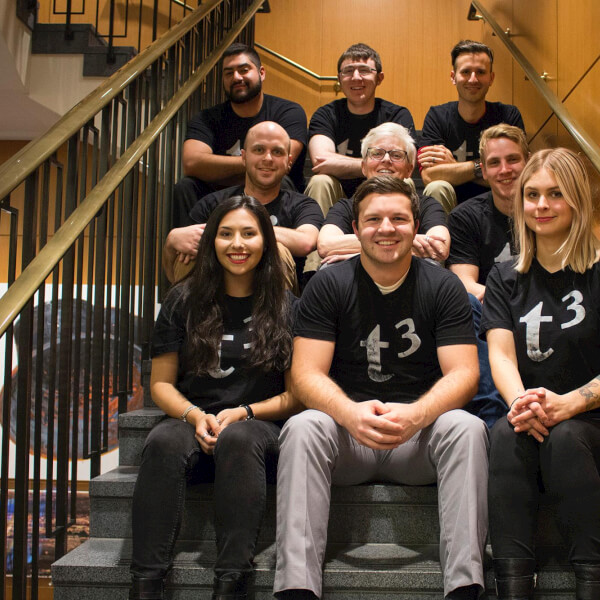 Pictured is the T3 team responsible for the anyBODYS app; it details locations of single-user restroom and nursing nest in campus buildings that are open to the public.