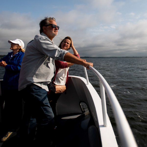 U.S. Senator Gary Peters gazes out at Muskegon Lake