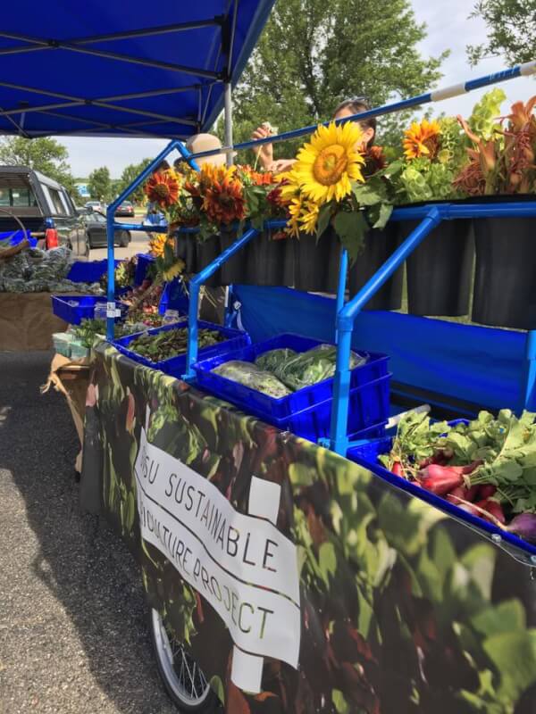 A photo of the mobile market. 