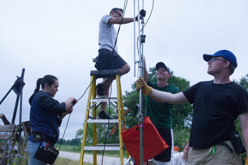 Photo of students work on the set of the Summer Film Project.