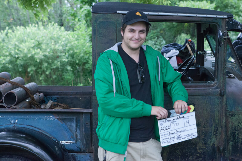 Photo of students work on the set of the Summer Film Project.