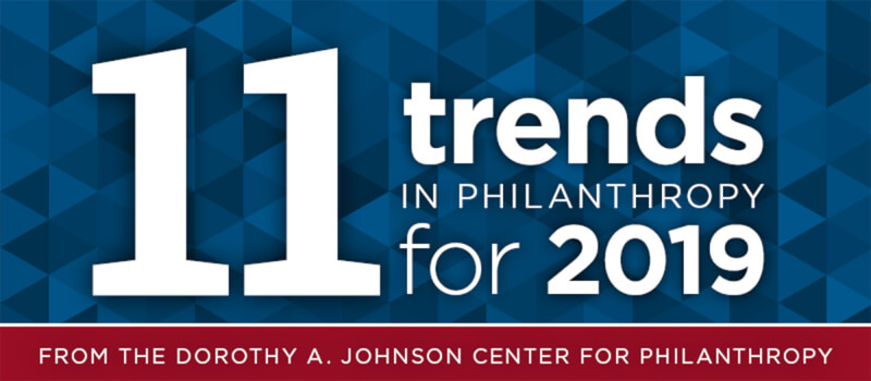 A graphic that says "11 Trends in Philanthropy for 2019"