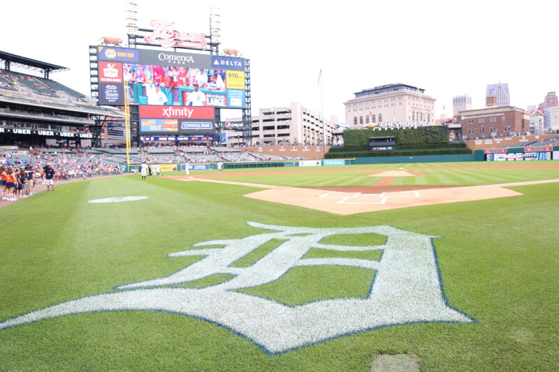  Detroit Tigers Logo on the baseball field