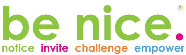 the be nice. logo: notice invite challenge empower is pictured