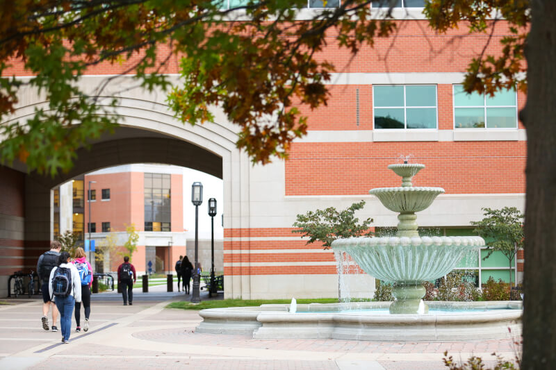 A photograph of a fountain on Grand Valley's Allendale Campus.