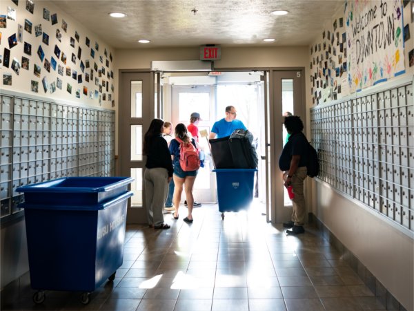 Students move into Winter Hall on the City Campus in downtown Grand Rapids